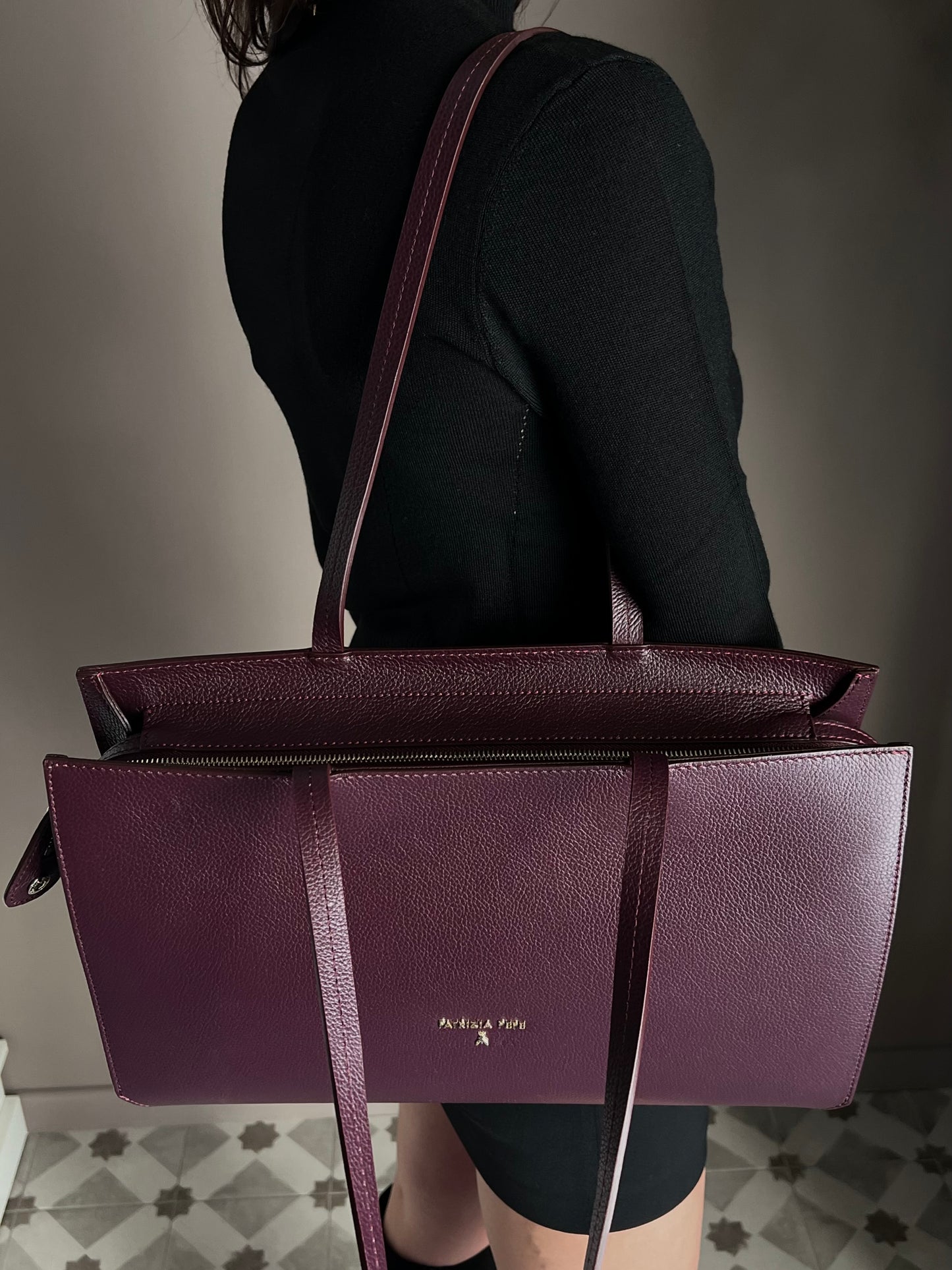 Borsa shopping in pelle Purple Red