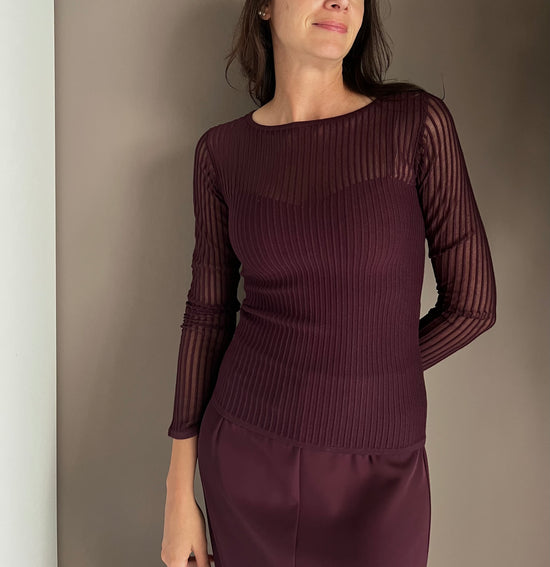 Maglia a costine trasparente purple