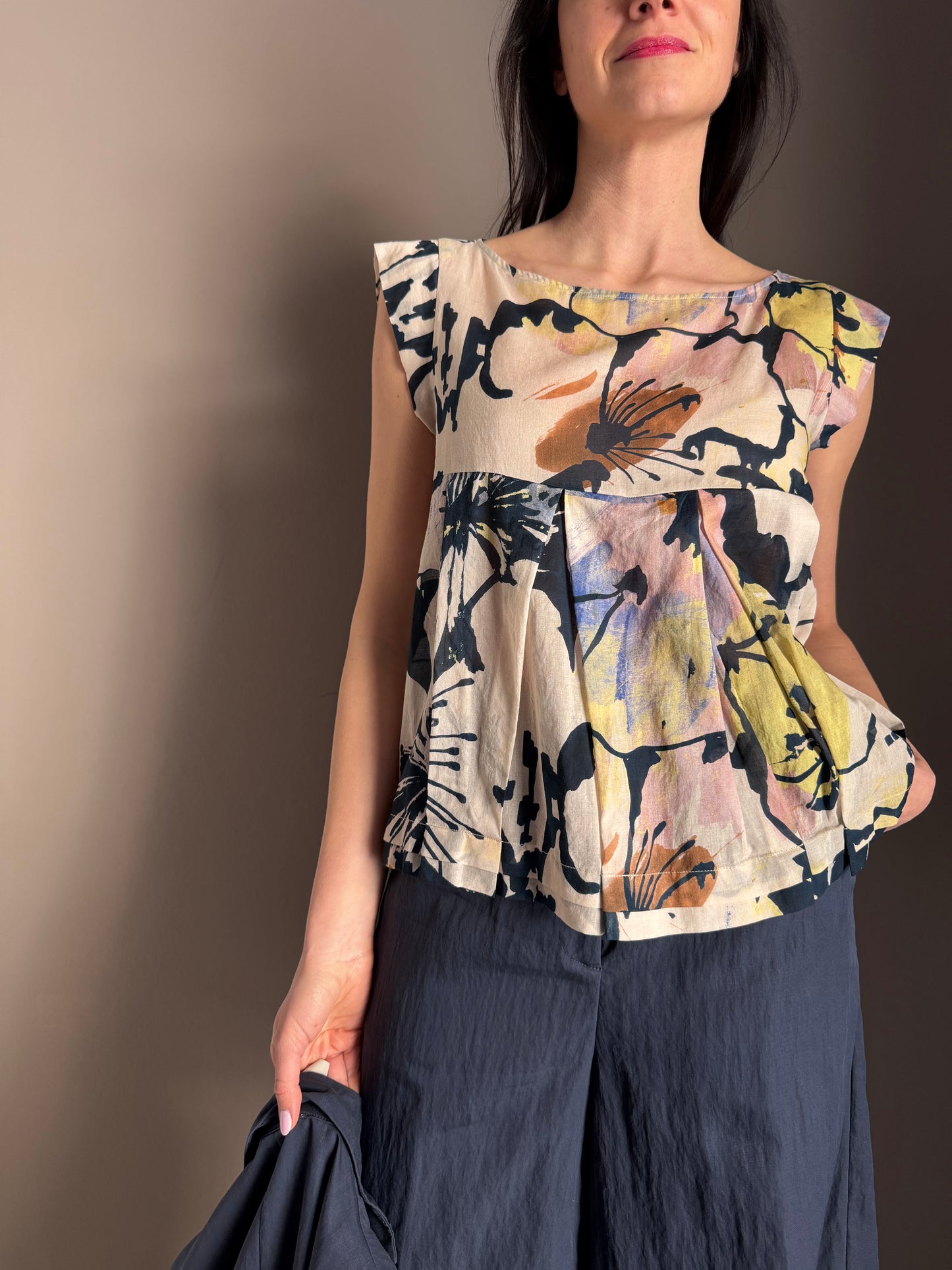 Top in bussola di cotone fantasy