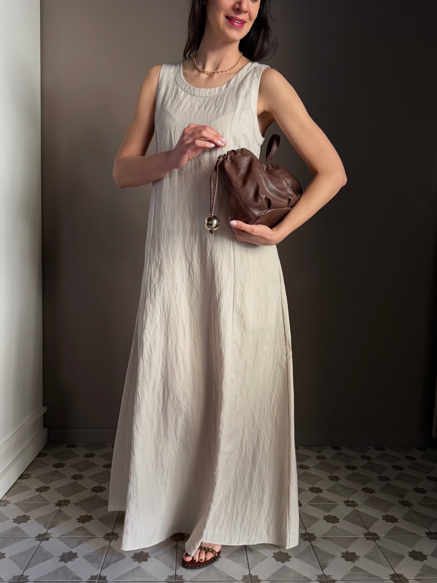 Vestito Lungo in Tessuto Strutturato – Alessia Santi