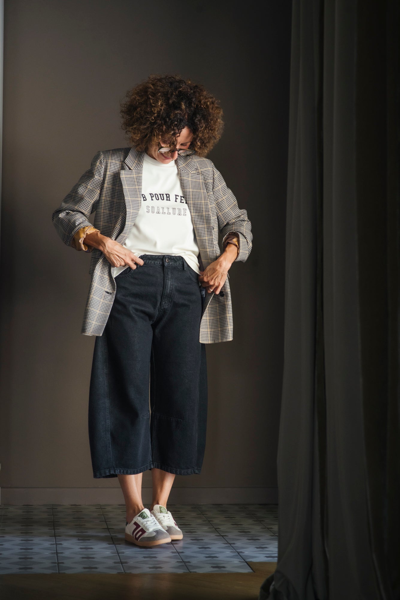 Pantalone denim cropped nero