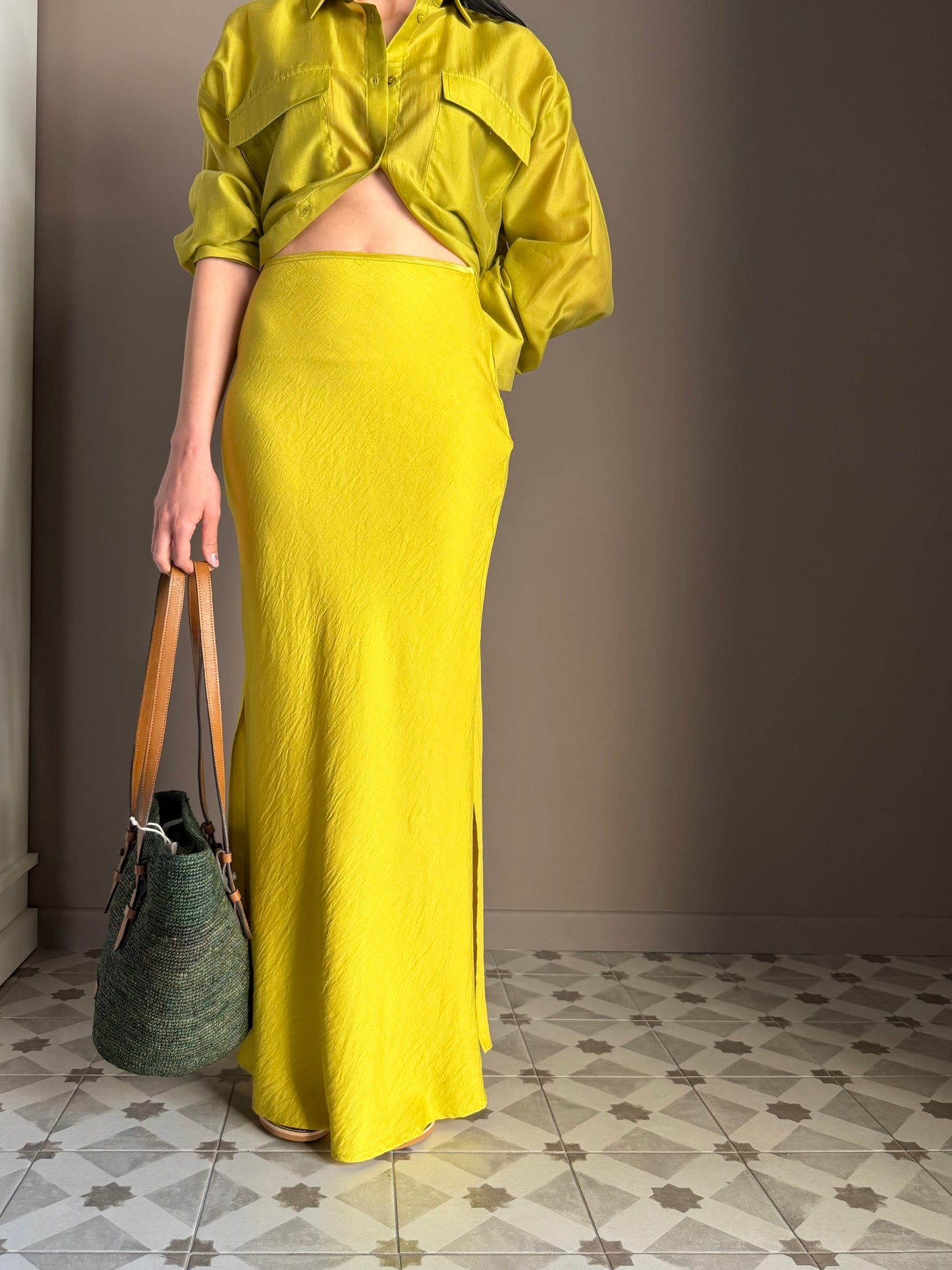 Gonna Lunga Lime in Misto Viscosa | So Allure