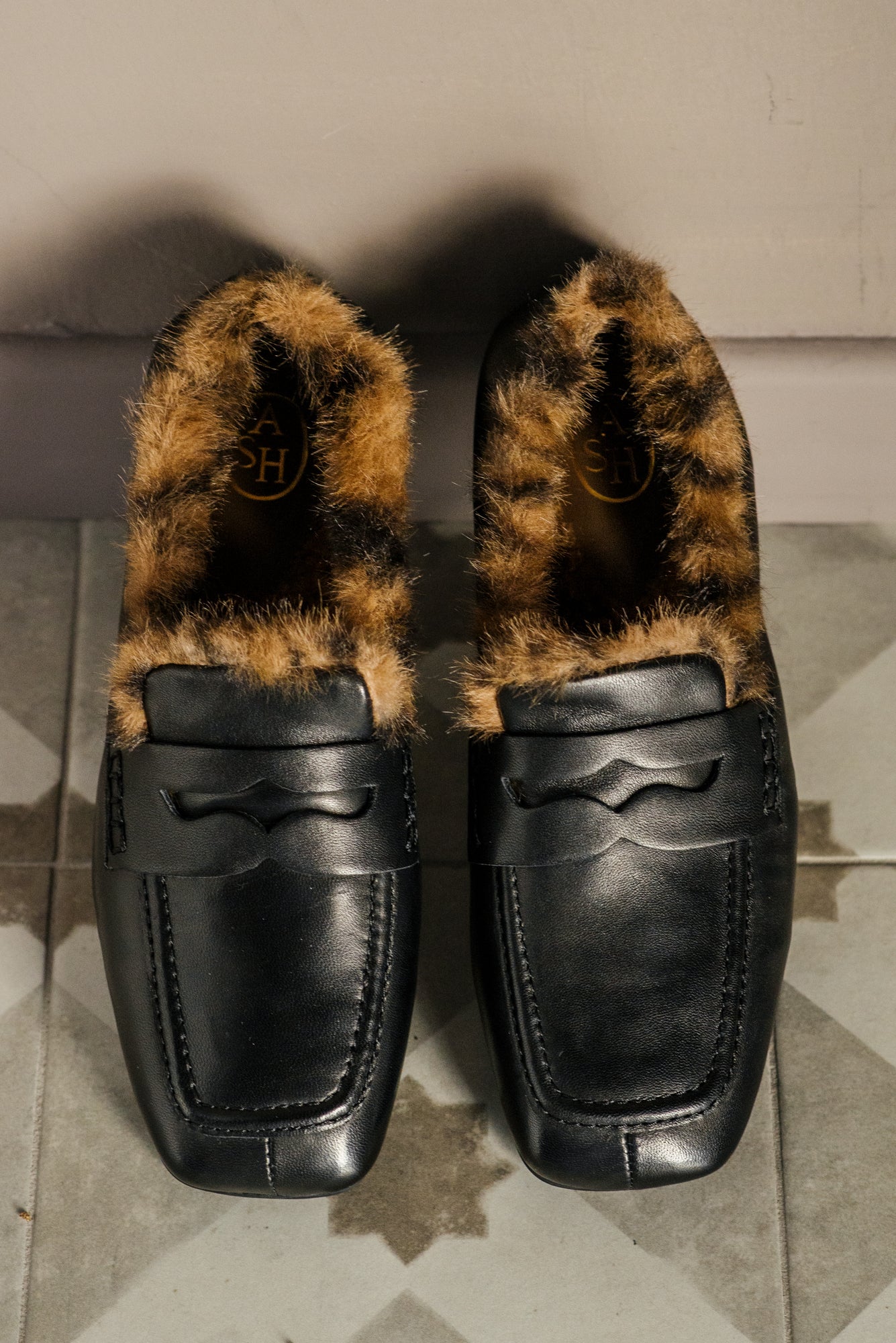 Mocassino Ash in Pelle con Interno Leopardato
