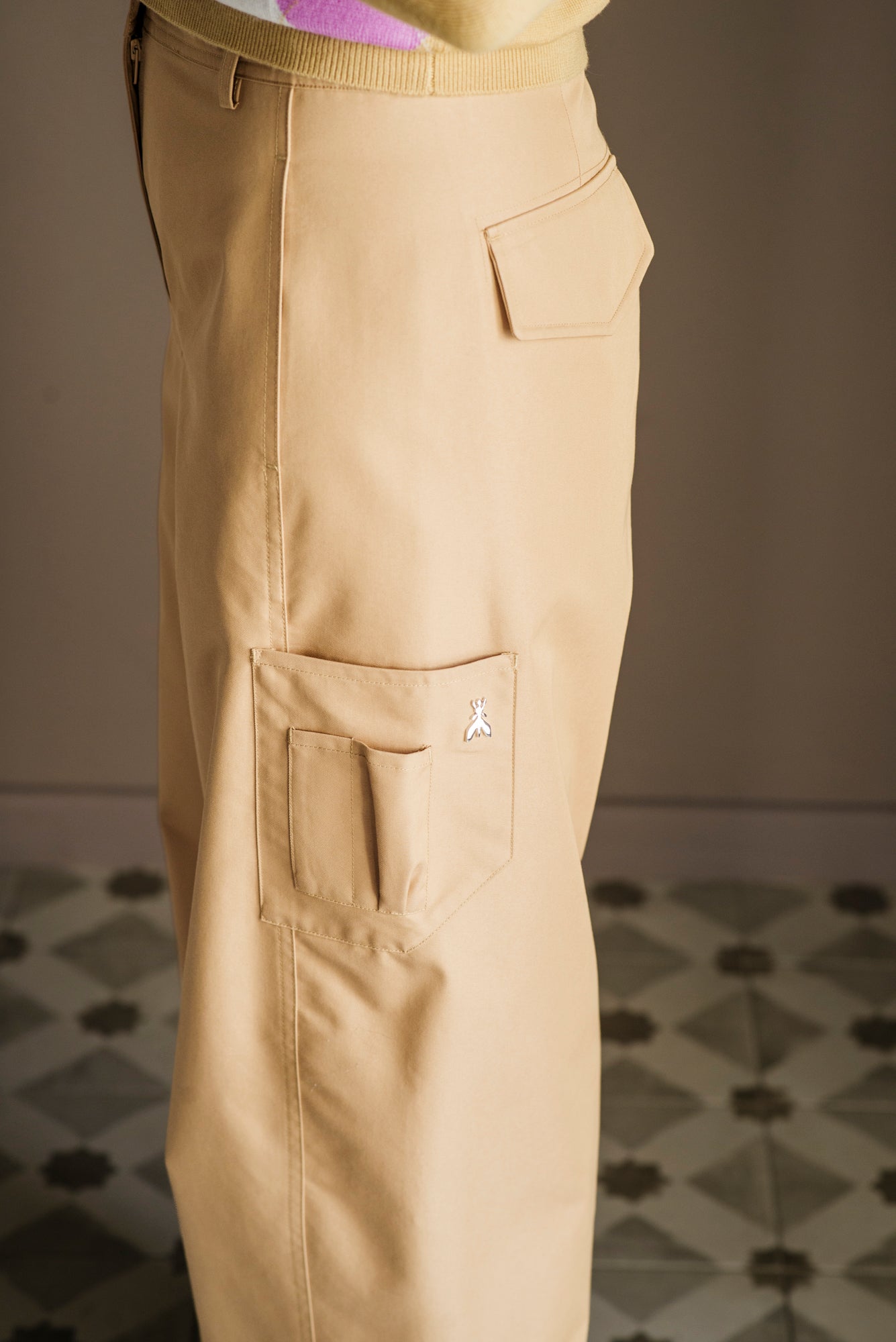 Pantalone cargo beige
