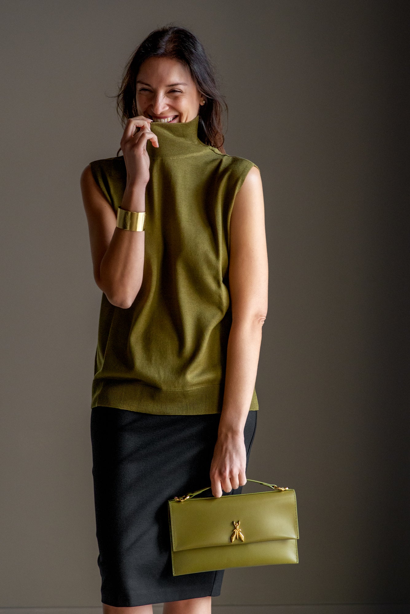 Maglia Smanicata in Lana – Verde Oliva