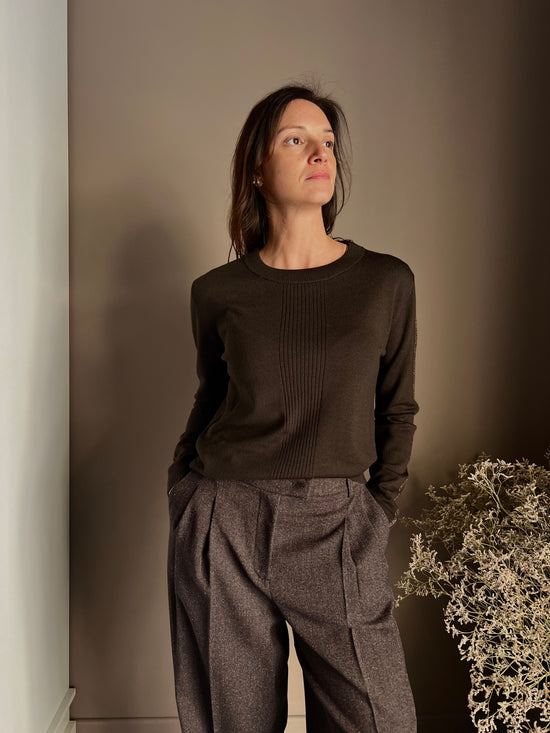 Maglia girocollo Patrizia Pepe in lana chocolate
