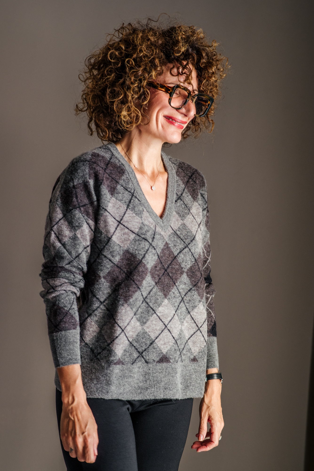 Pull Argyle a Scollo a V Alessia Santi
