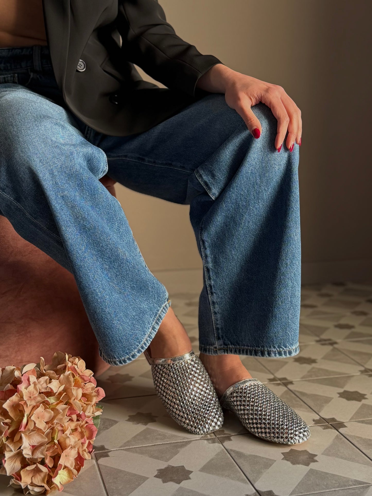 Mules flat in rete metallica