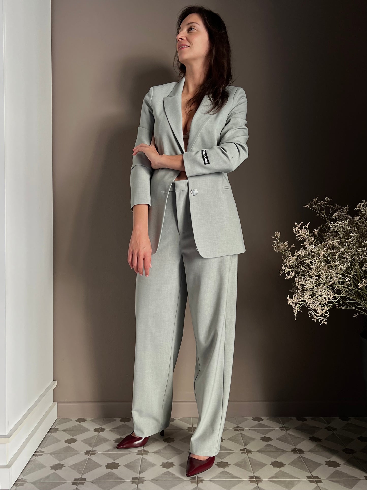 Pantalone morbido salvia