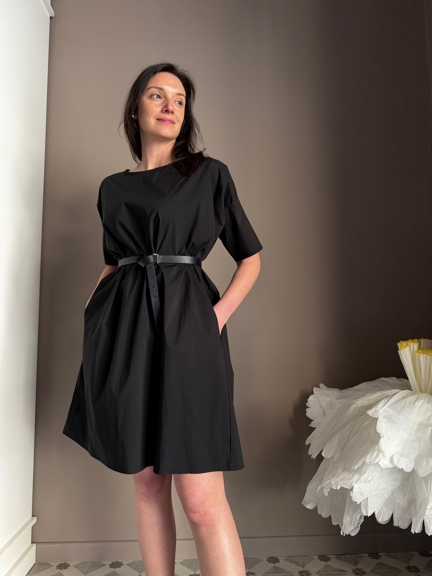 Abito So Allure in cotone nero svasato