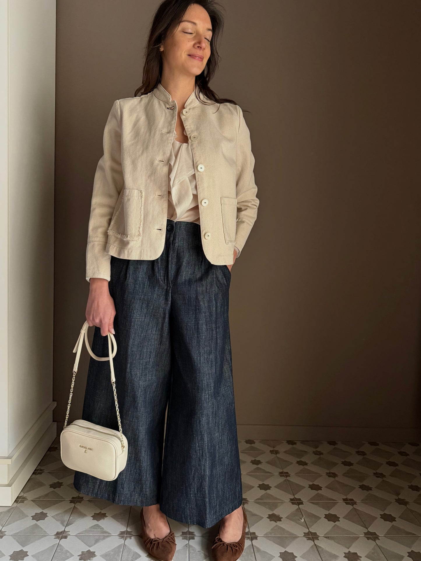 Giacca strutturata in cotone avorio