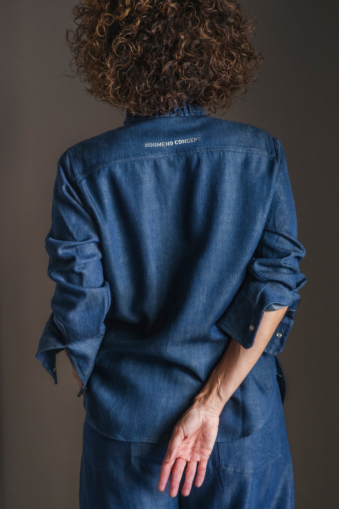 Camicia in denim con rouches