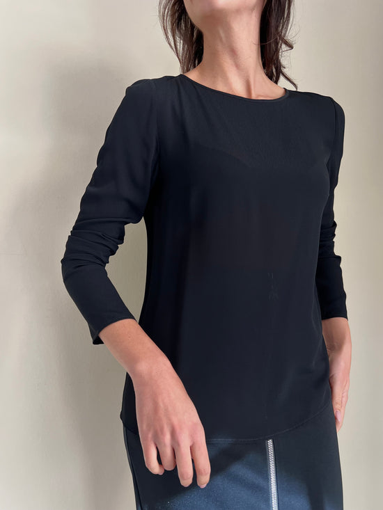 Blusa in viscosa girocollo nera