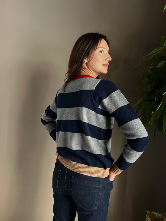 Maglioncino a righe in lana e cashmere