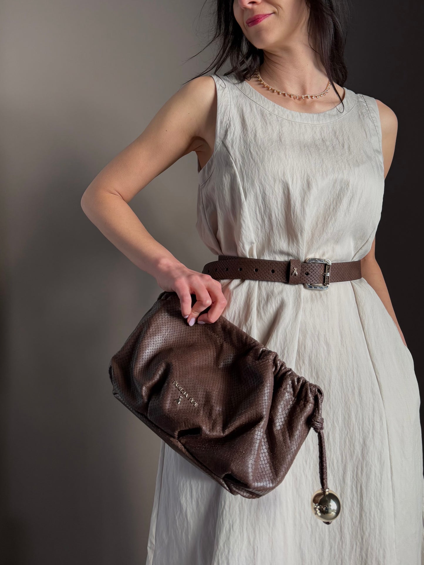 Clutch in Pelle Stampa Pitone – Testa di Moro