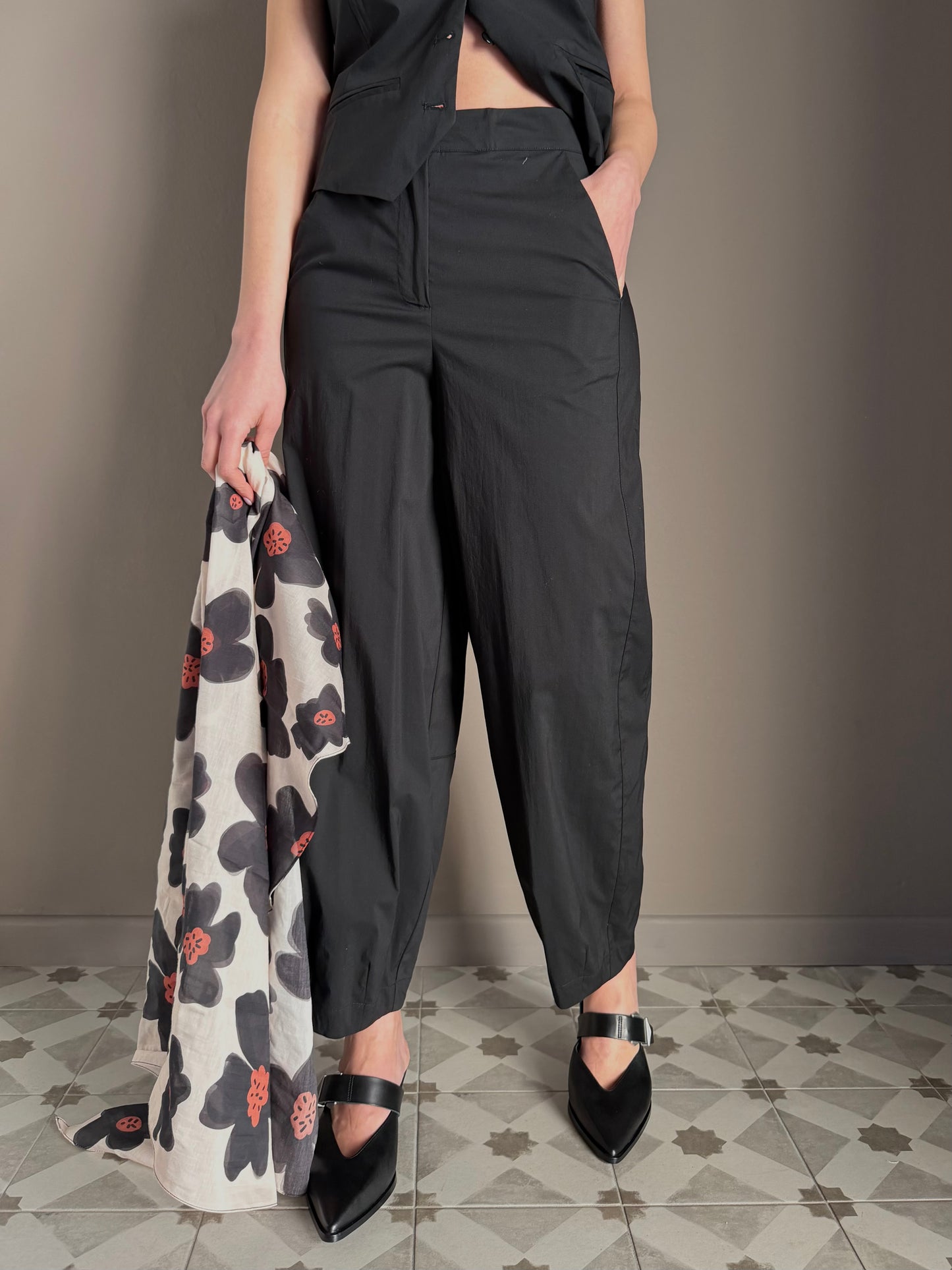 Pantalone "Balloon" in Cotone Nero