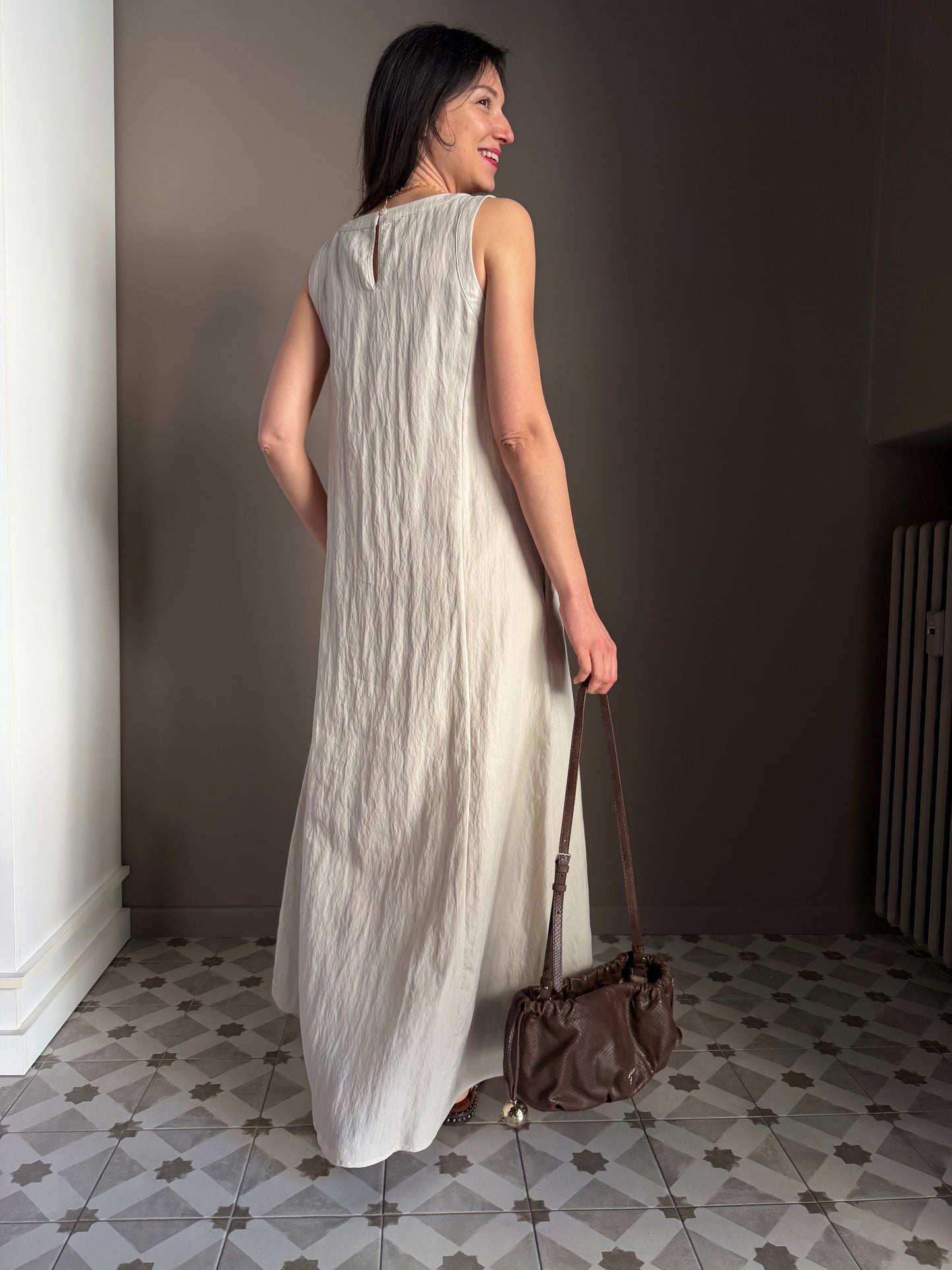 Vestito Lungo in Tessuto Strutturato – Alessia Santi