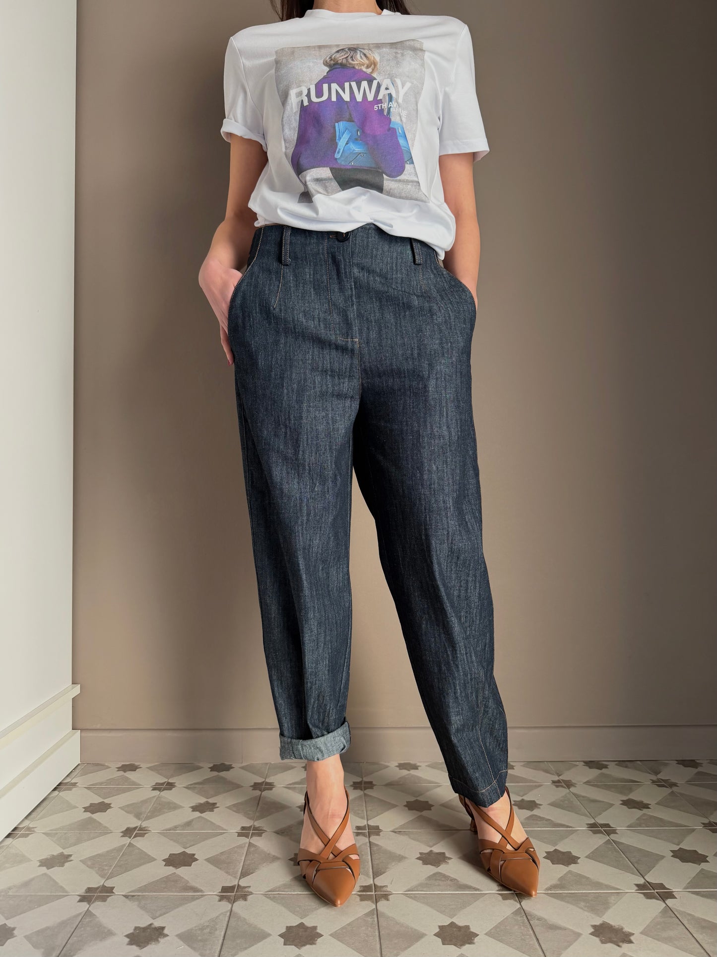 Pantalone modello Alessia In Chambray