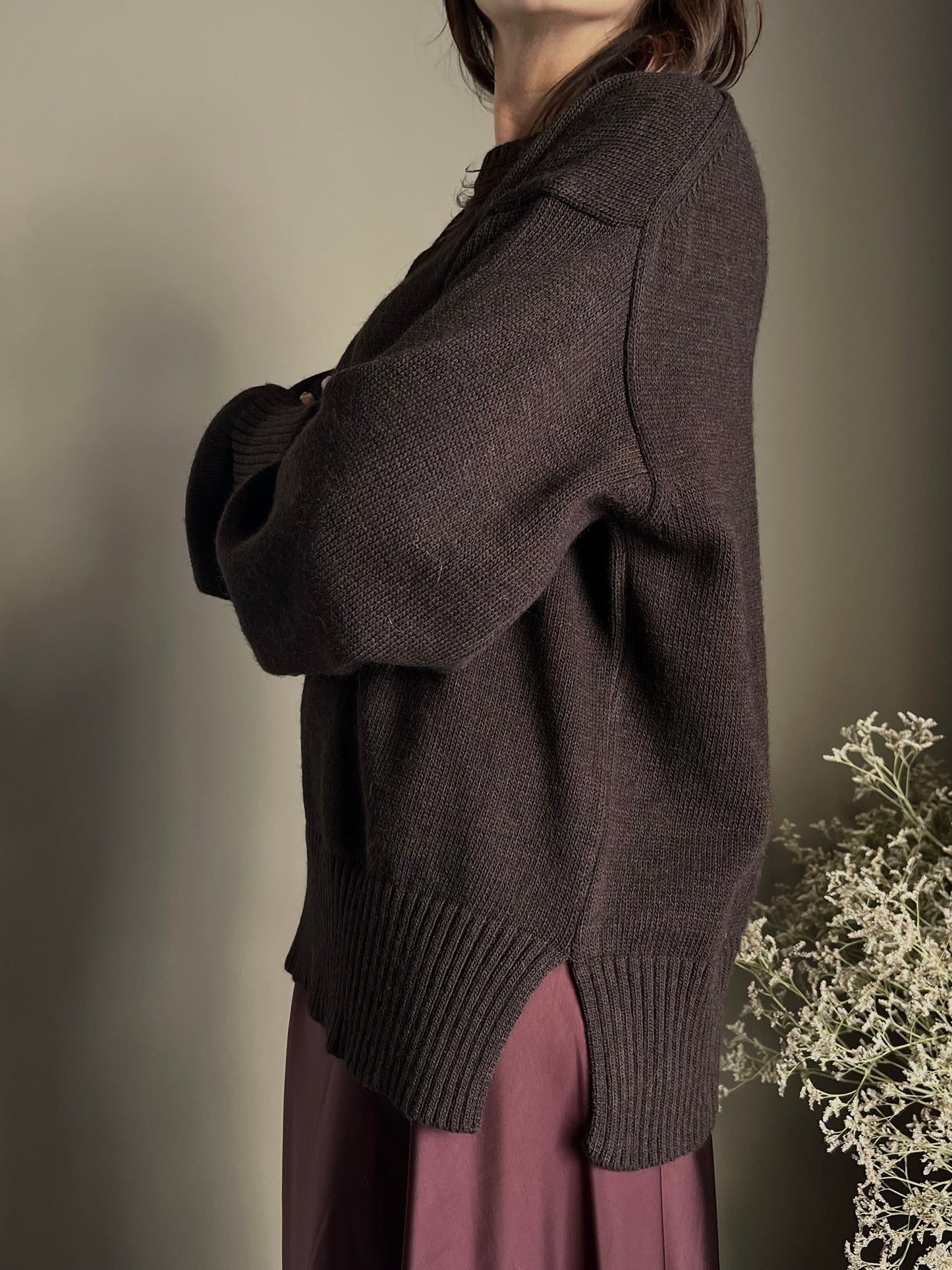 Maglia oversize girocollo Fondente