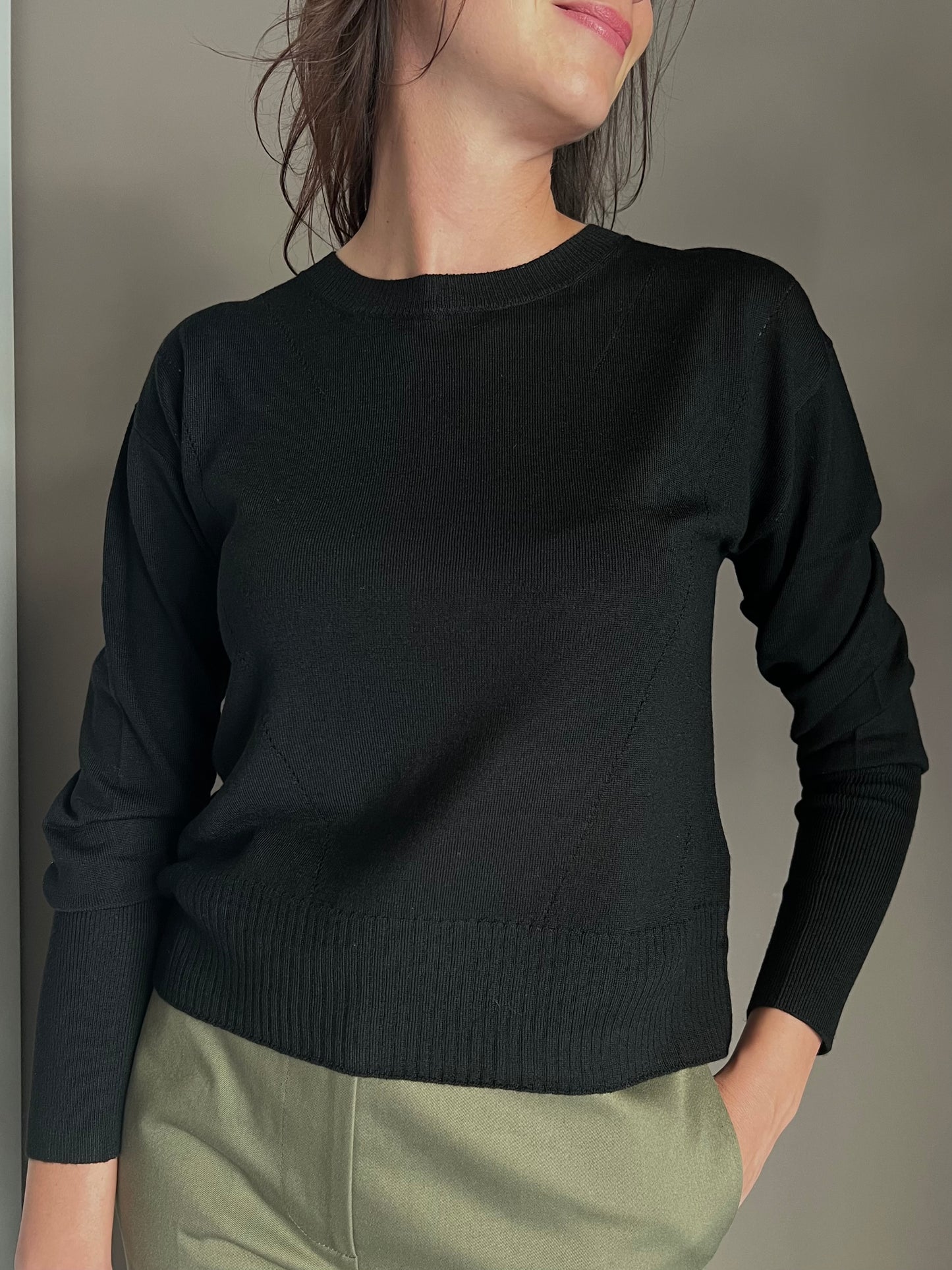 Maglia in lana girocollo nera Patrizia Pepe