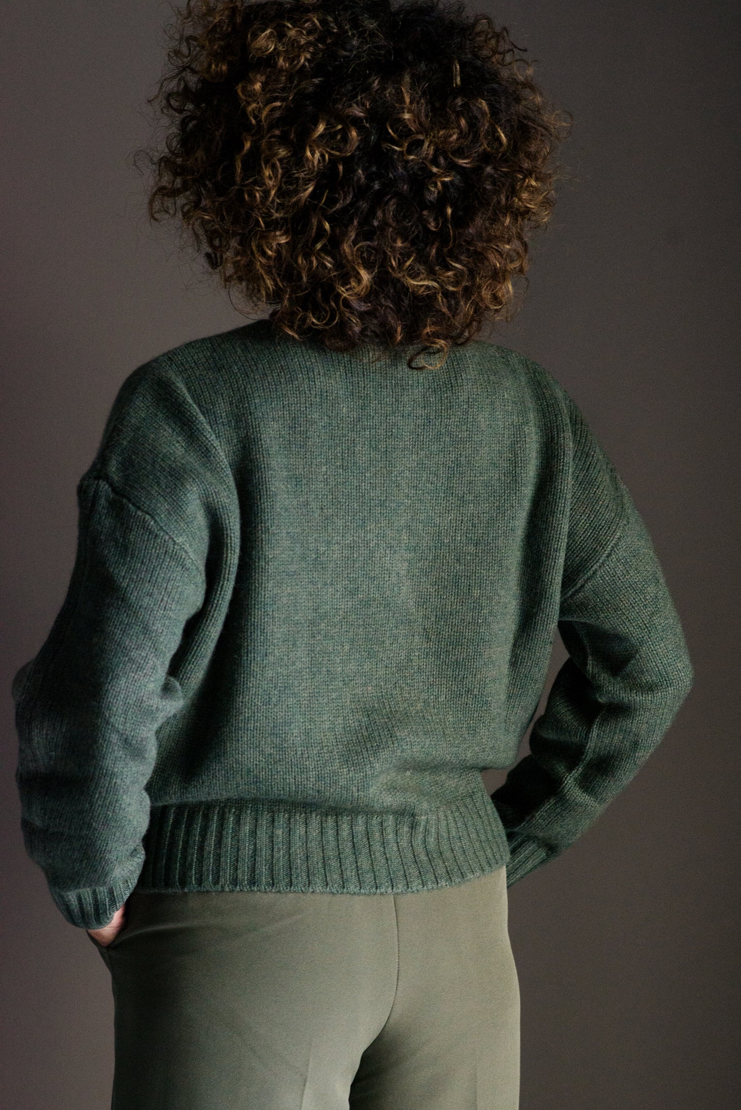 Maglia girocollo misto Cashemire Verde militare