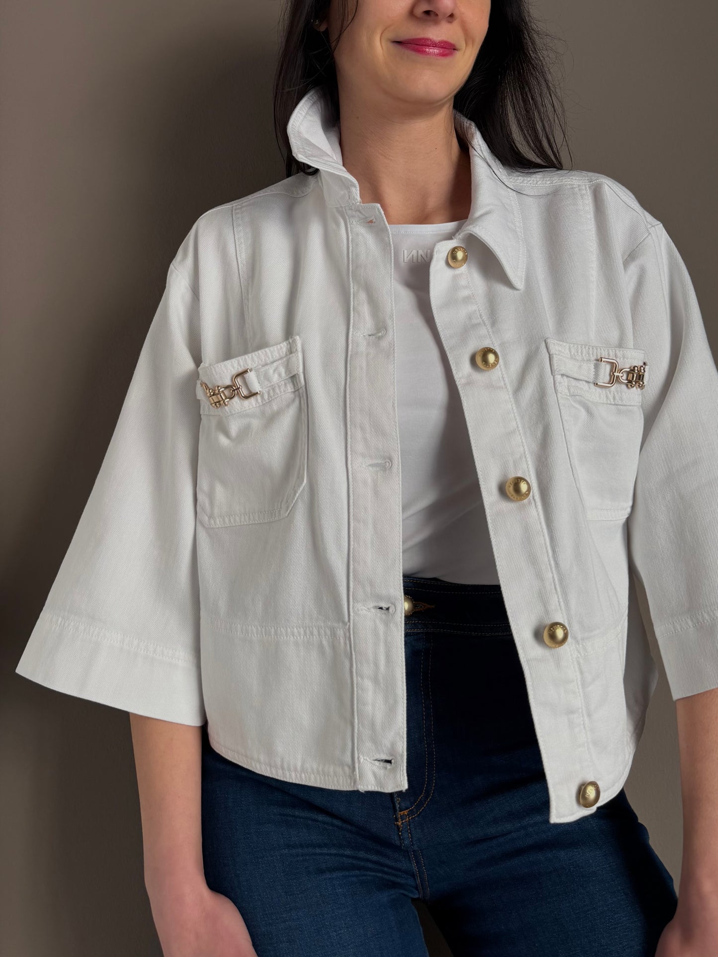 Giacca in denim con dettagli gold