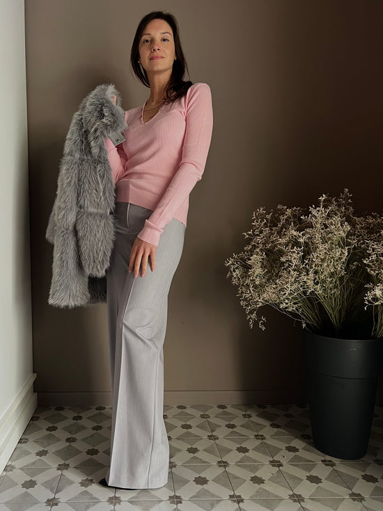 Maglia slim fit con catenelle Pink
