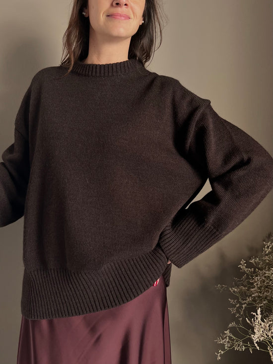 Maglia oversize girocollo Fondente