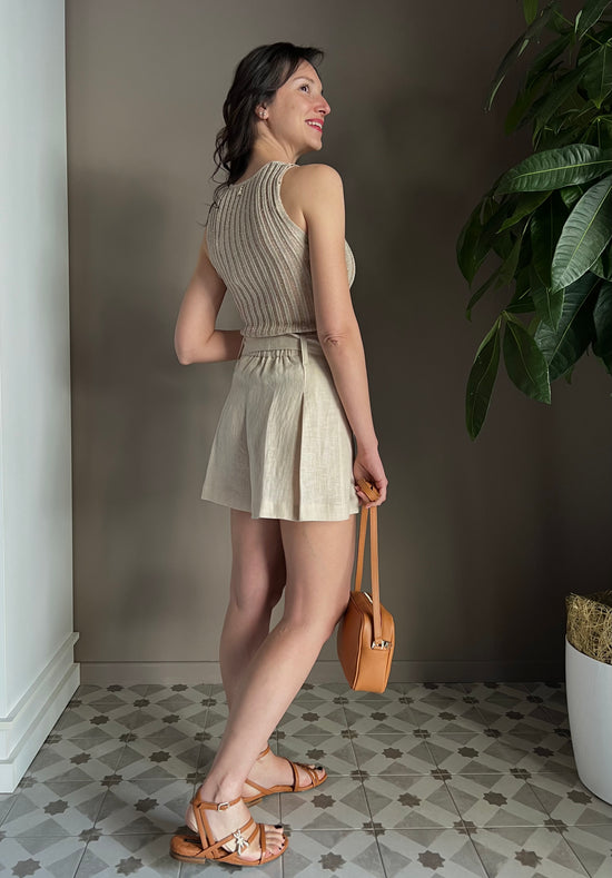 Shorts in lino beige