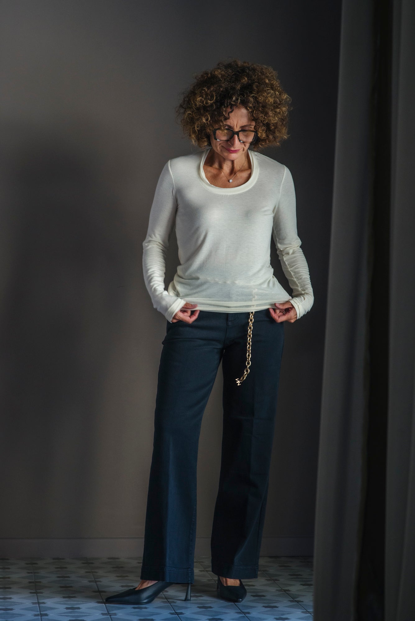 Girocollo soft touch in cashmere e viscosa -burro