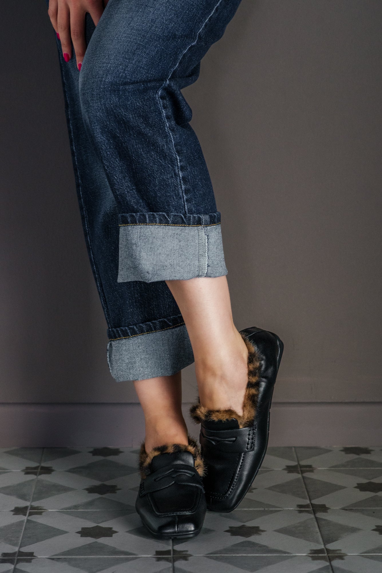 Mocassino Ash in Pelle con Interno Leopardato