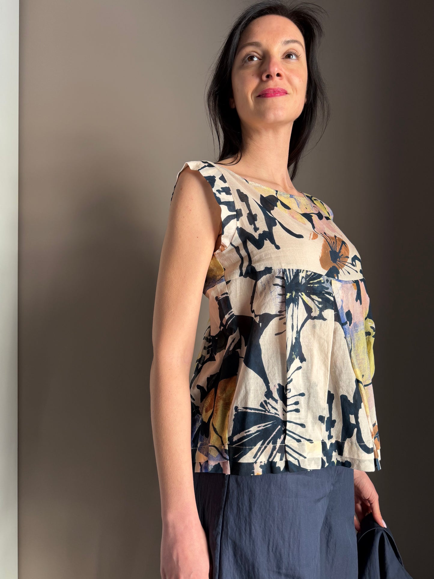 Top in bussola di cotone fantasy