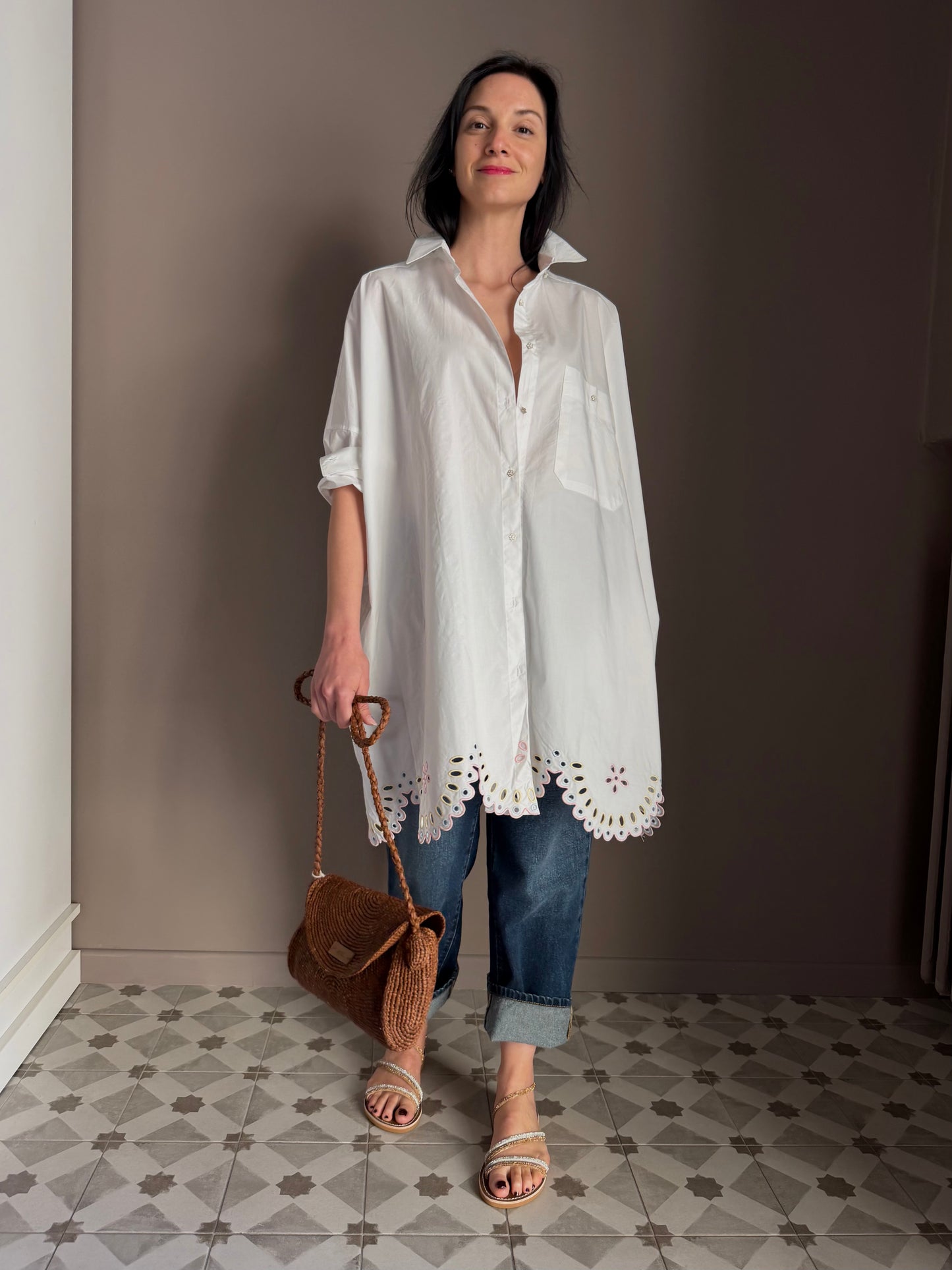 Camiciona Over "Since’re" con Ricamo a Cappe