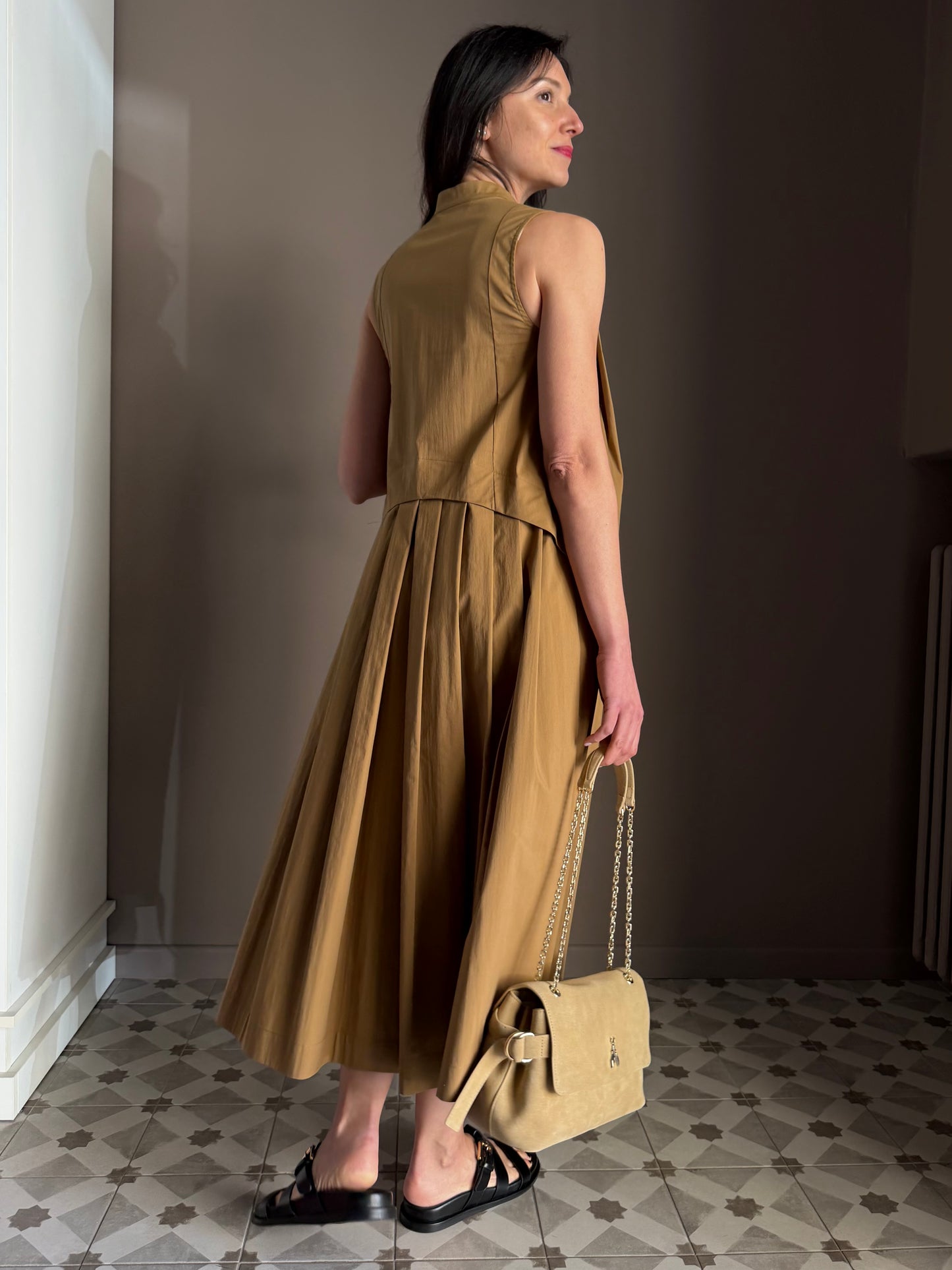Abito Midi in Popeline – Nocciola