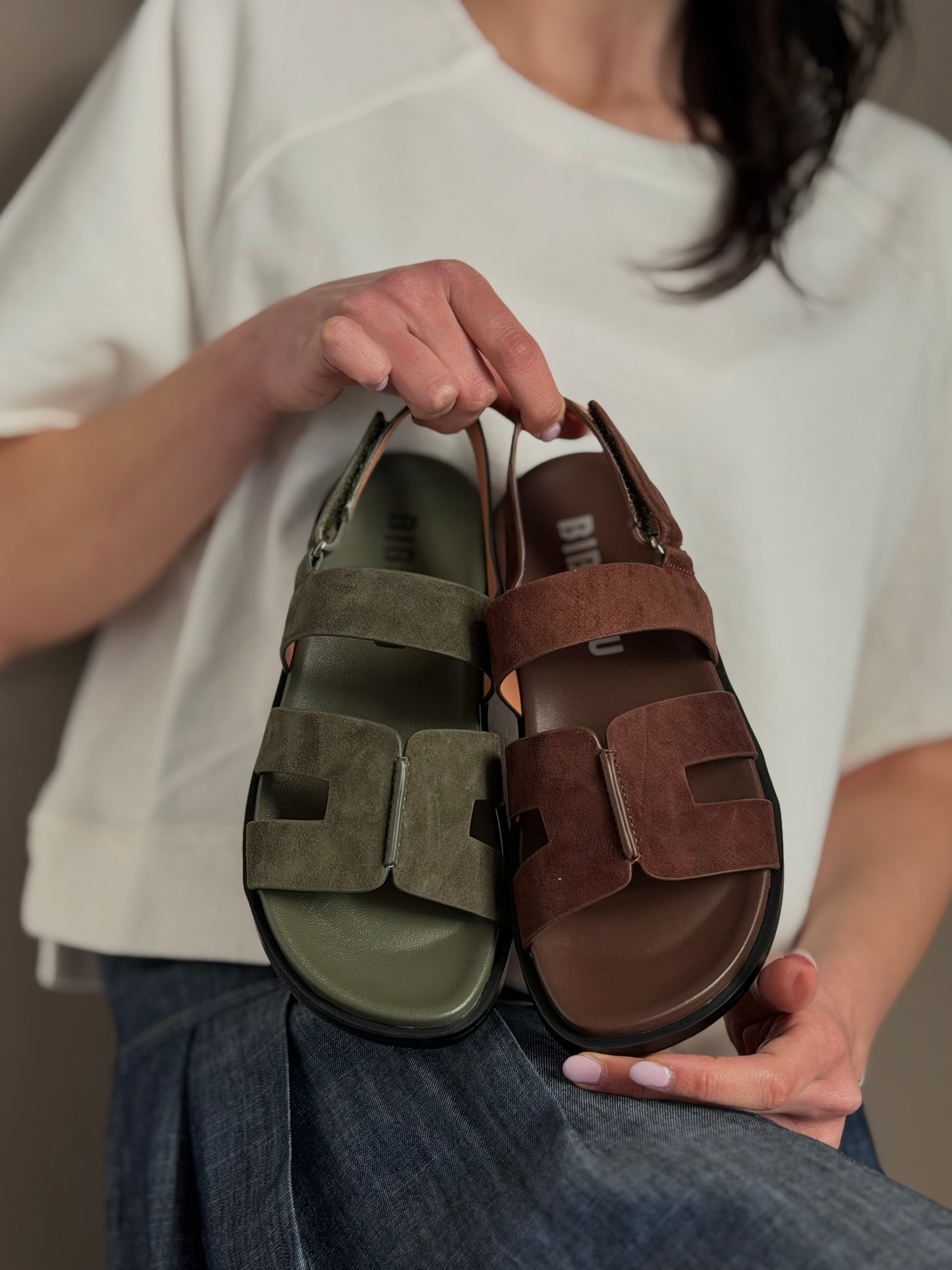 Sandalo Bibi Lou in Suede - Verde Kaki
