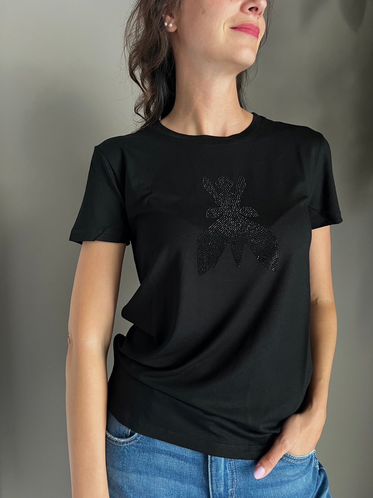 T-shirt in viscosa Patrizia Pepe nera