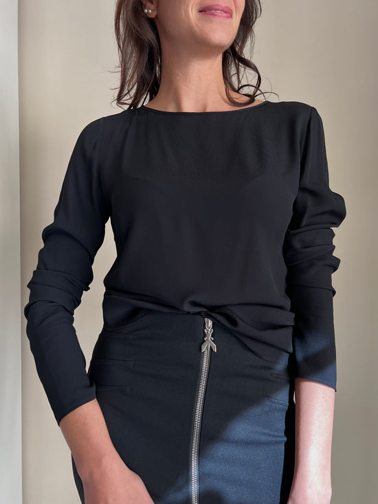 Blusa in viscosa girocollo nera