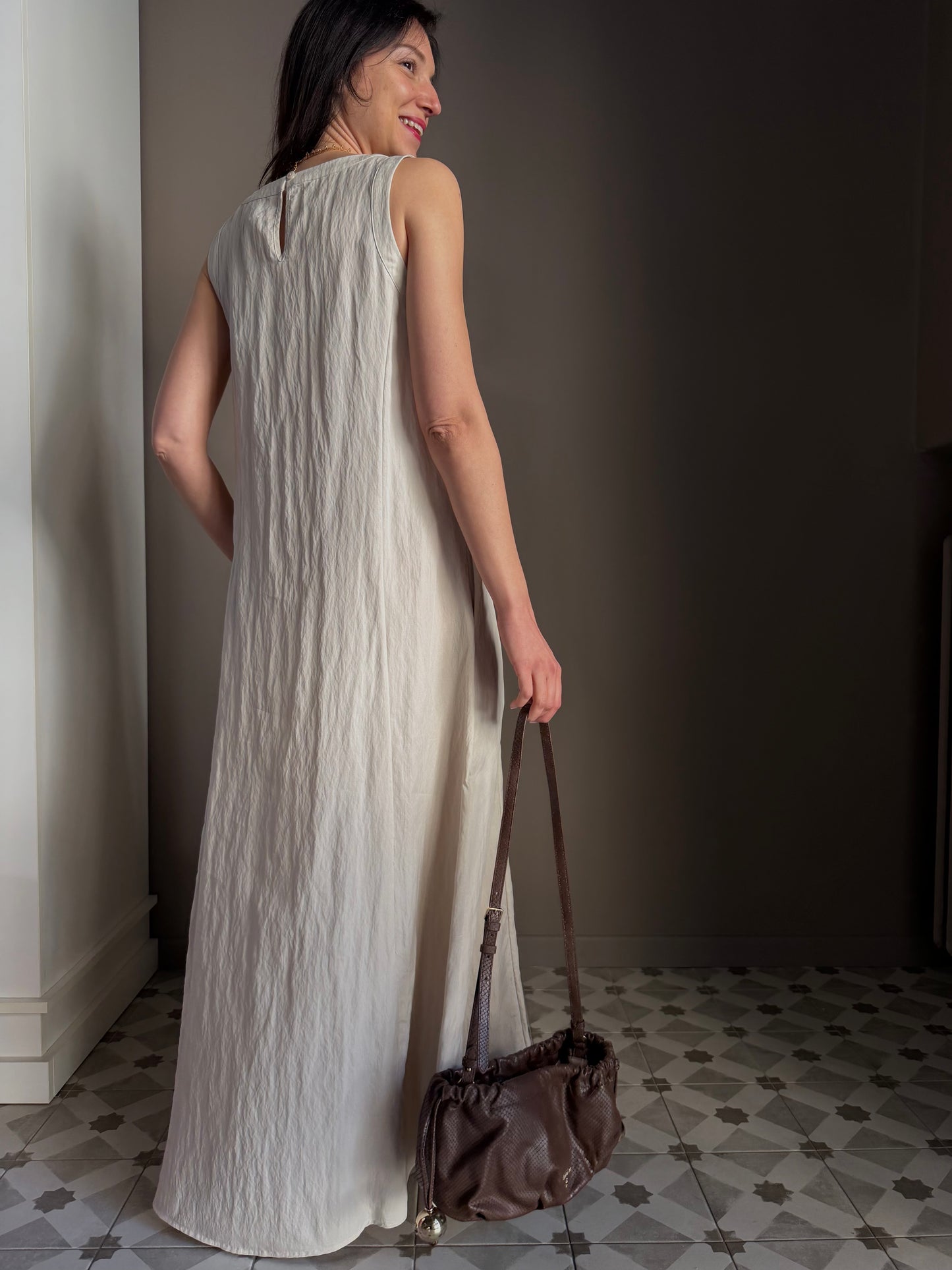 Vestito Lungo in Tessuto Strutturato – Alessia Santi