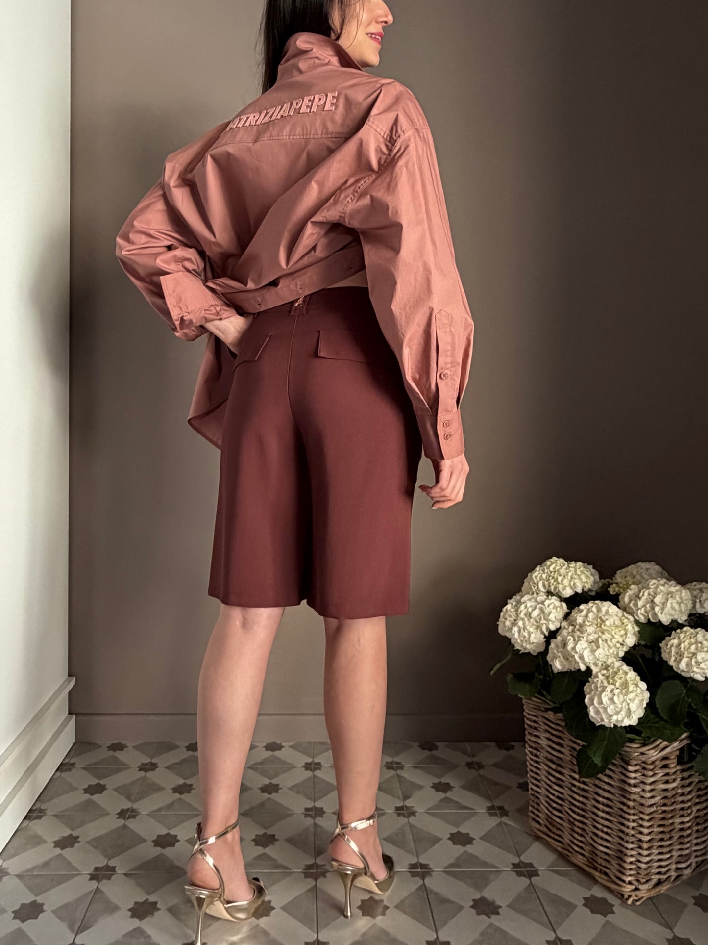 Bermuda Fluido con Dettaglio Utility Brown