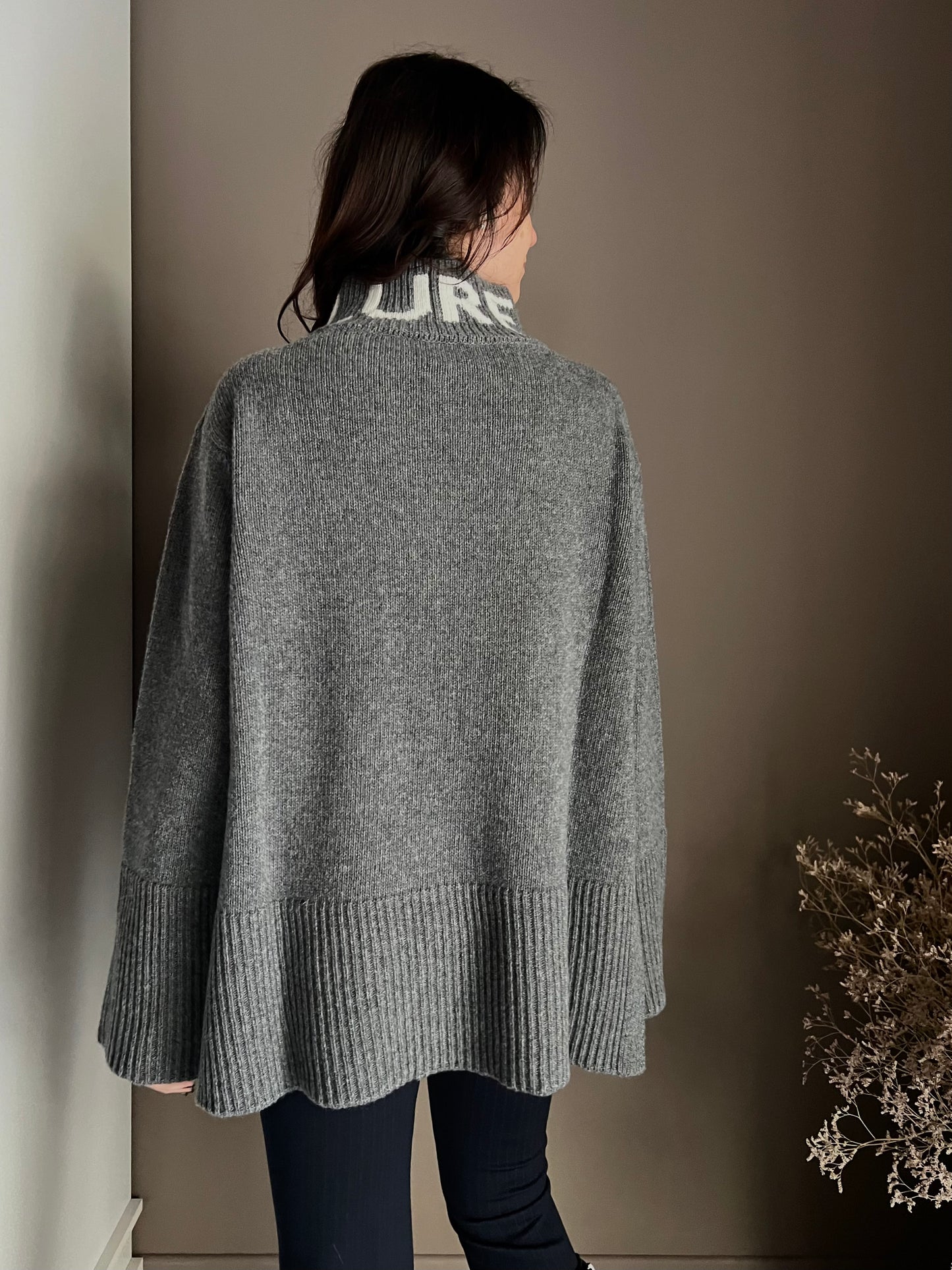Maglione oversize So Allure collo alto grigio