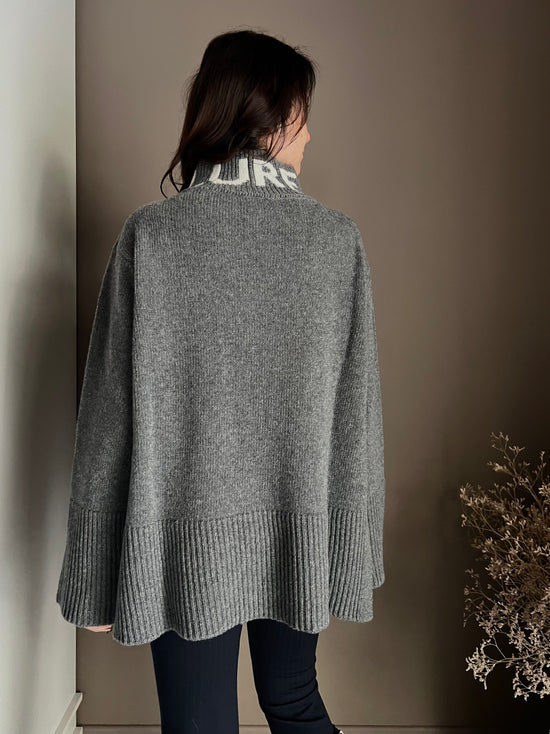 Maglione oversize So Allure collo alto grigio