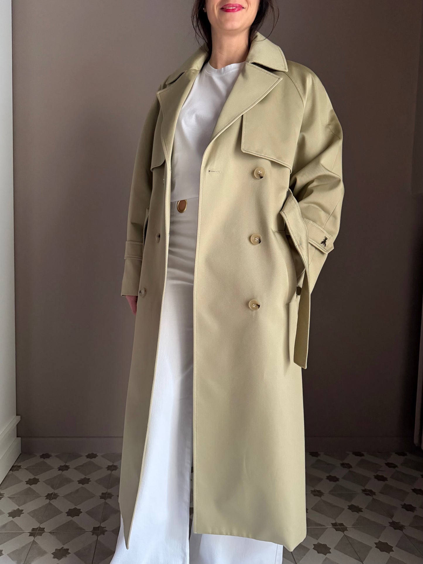 Pantalone a palazzo in drill con dettagli gold