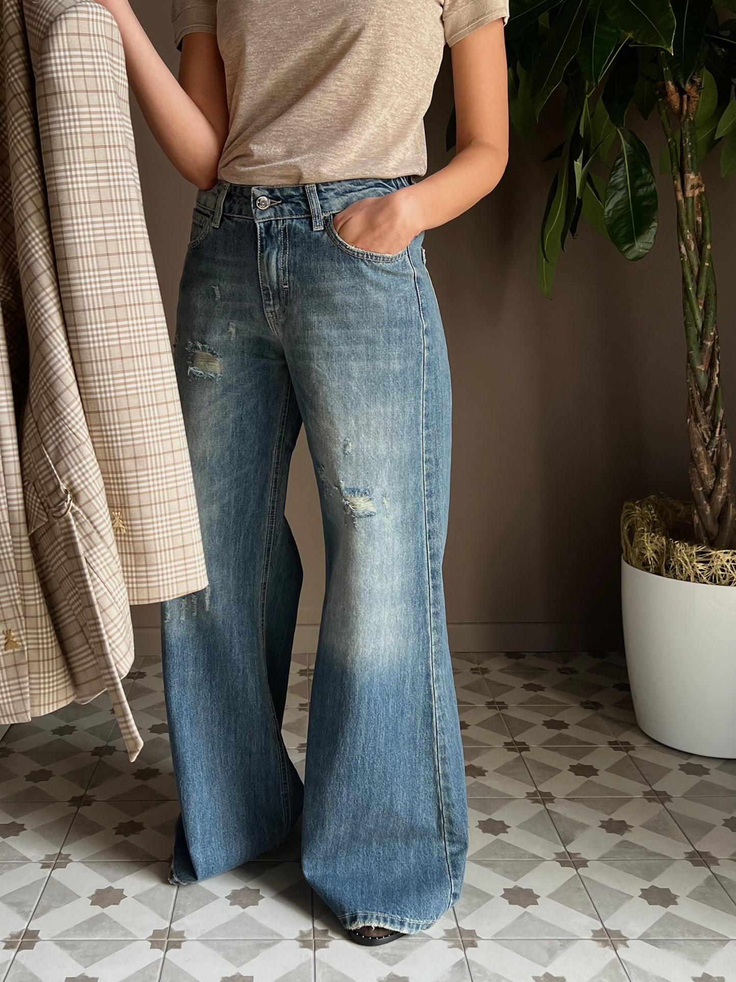 Pantalone in denim So Allure con elastico
