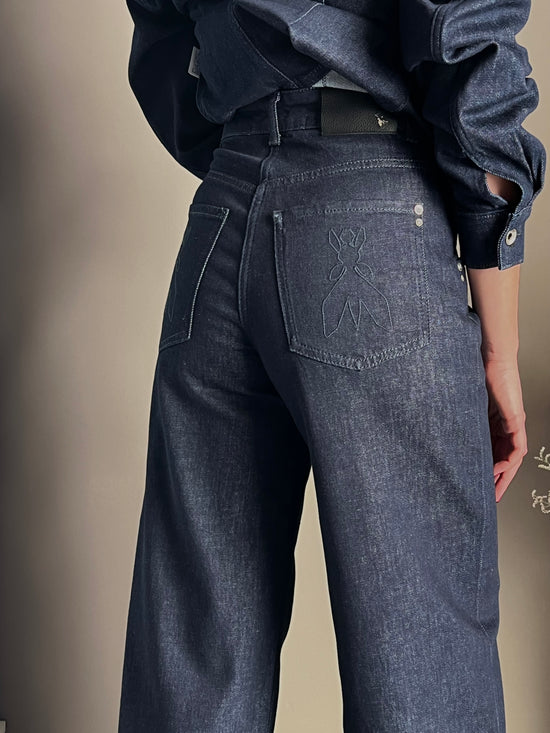 Jeans a palazzo con bottoni