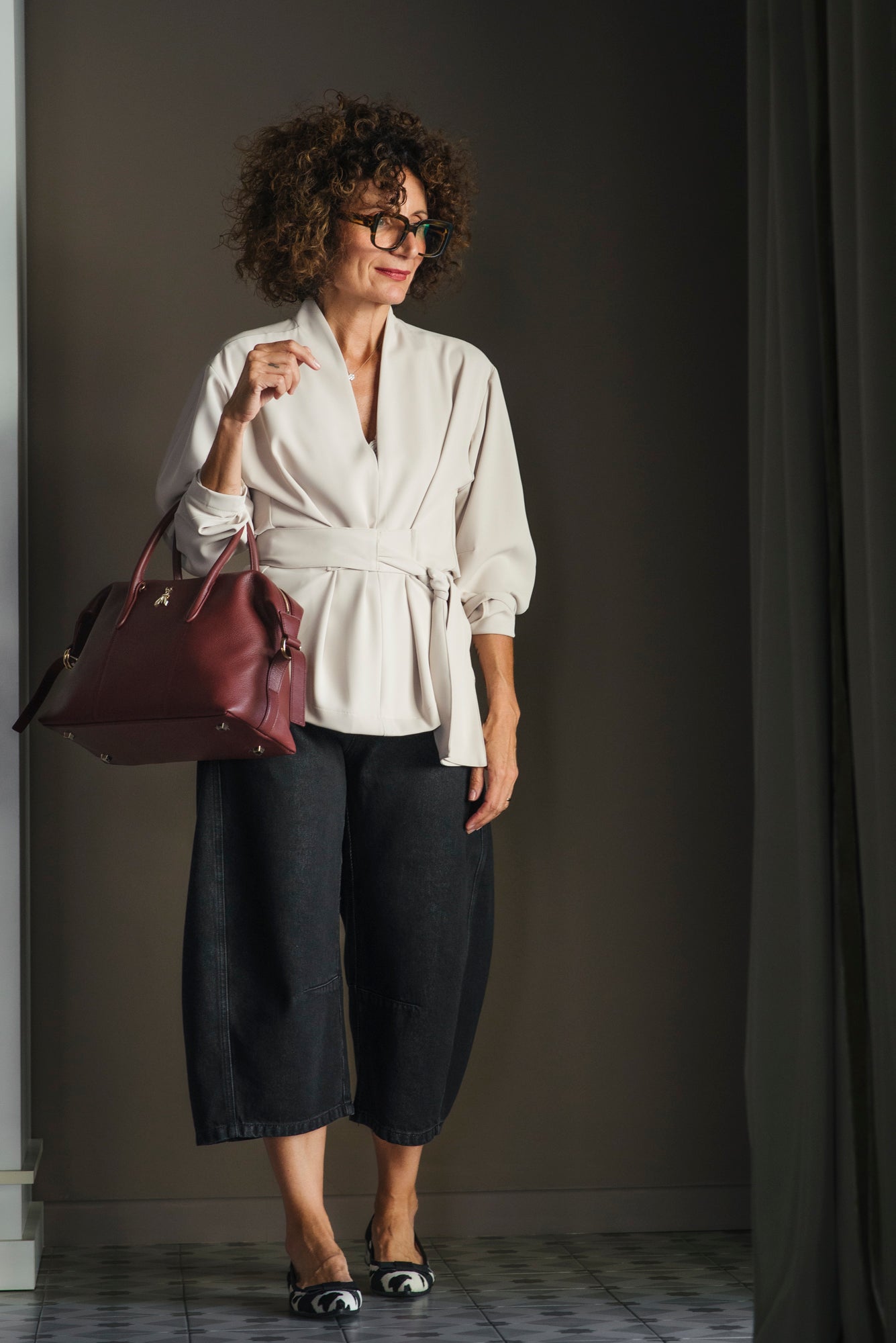 Borsa a bauletto in pelle Brown