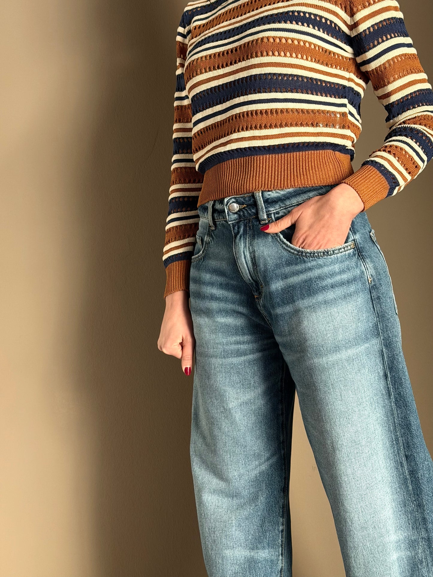 Pantalone Icon Denim modello Bea blu medio