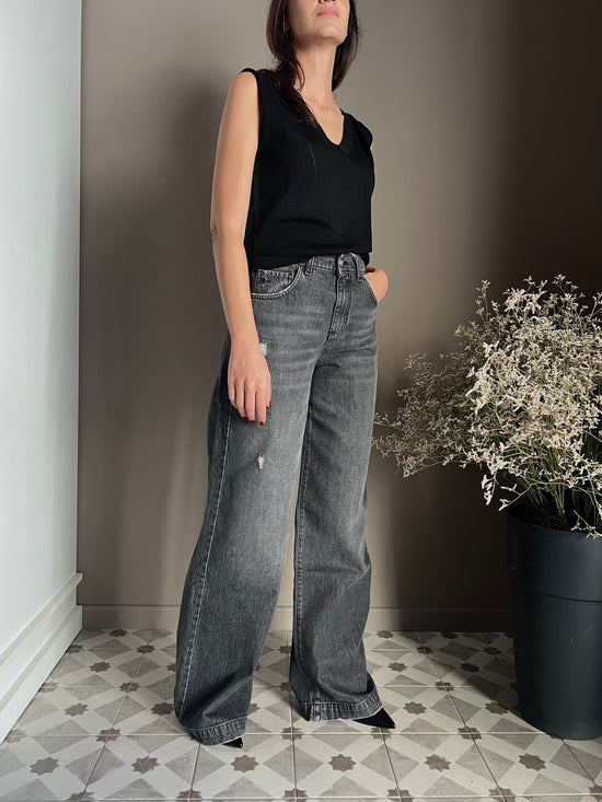 Pantalone denim Noumeno Concept gamba larga
