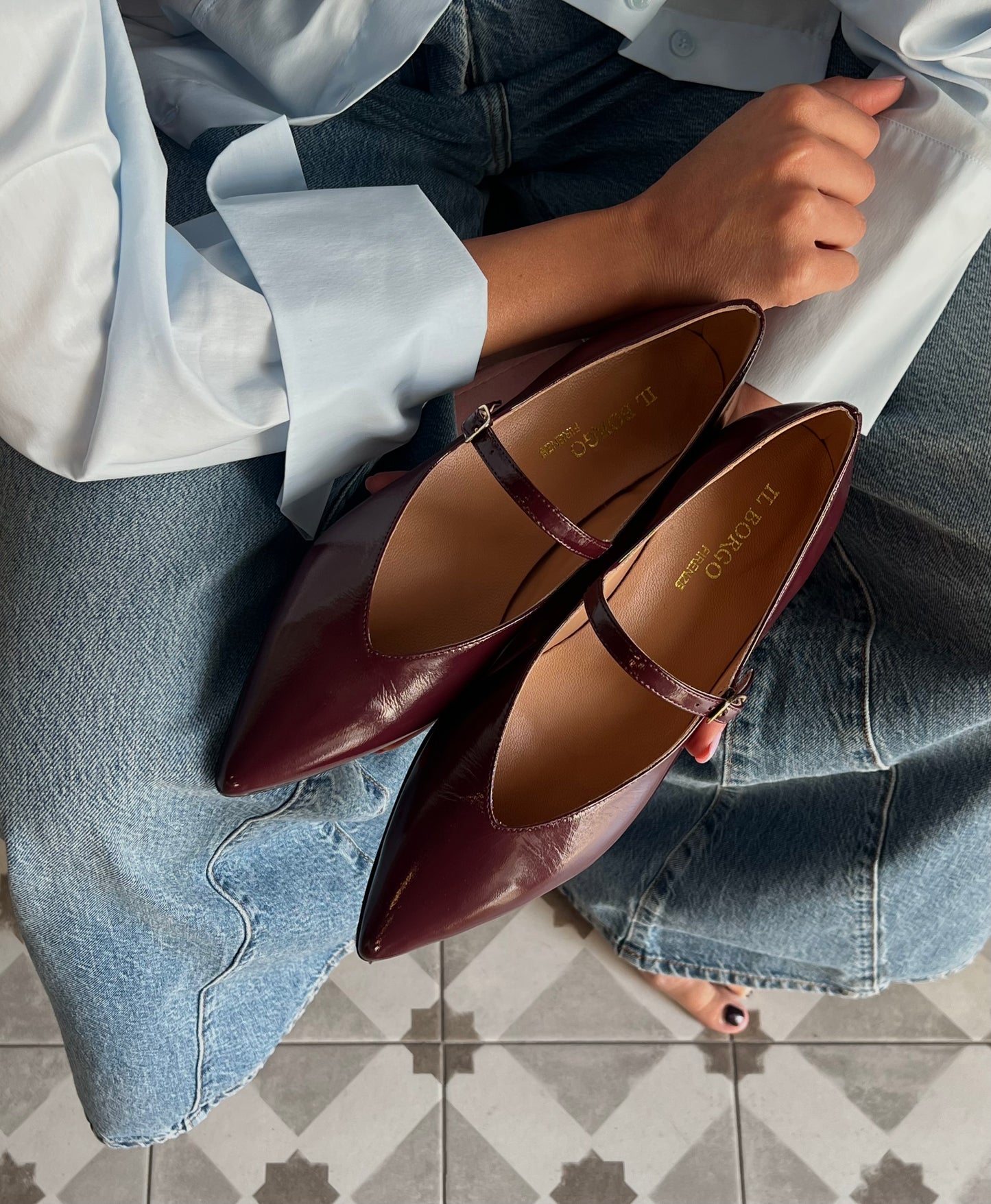 Scarpa bassa Mary Jane bordeaux