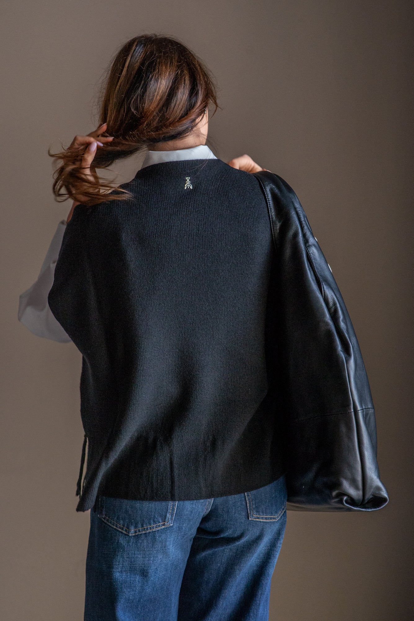 Gilet/Poncho in pura lana nero