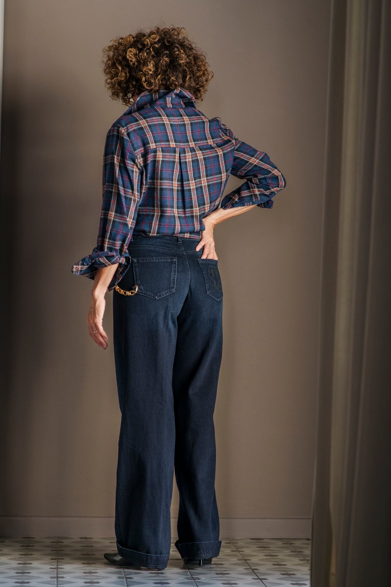 Pantalone denim Nenette blu notte